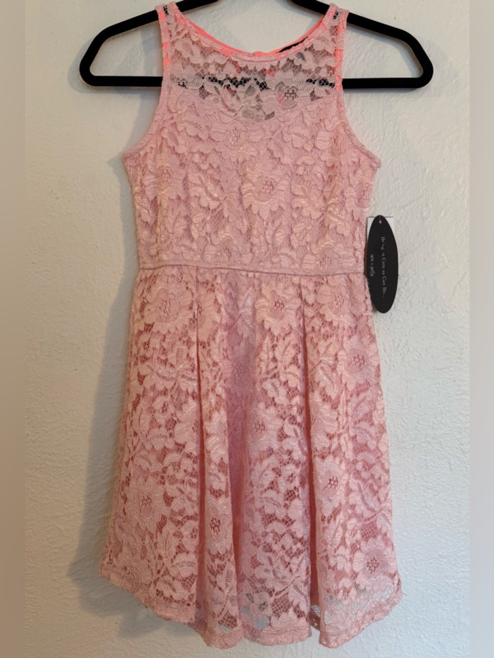 Nordstrom Girls Pink Lace Sleeveless Fit-and-Flare Dress
